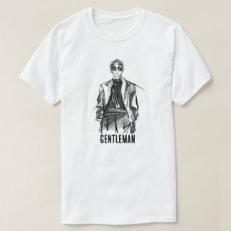 紳士ミニマルファッション スケッチ グラフィックTシャツ Tシャツ