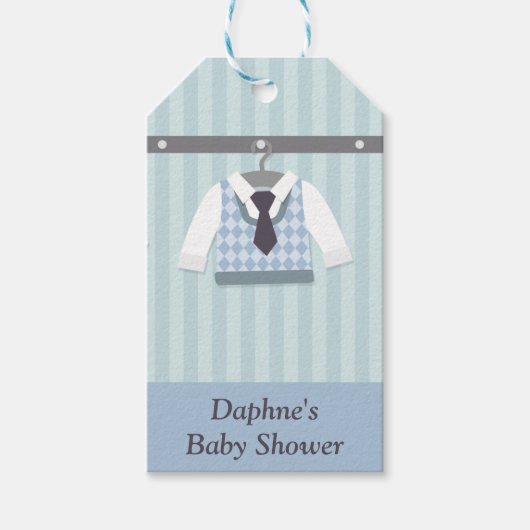 紳士モダン男の赤ちゃんシャワーパーティー ギフトタグ (正面)