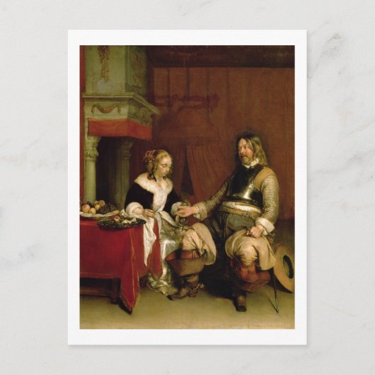 紳士兵士(キャンバス上の油) ポストカード (正面)