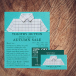 紳士服屋の白広告シャツ チラシ<br><div class="desc">「白シャツ」は、男性用衣料品店のビ広告ラーで、名刺店の隣にあります。</div>