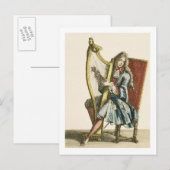 紳士遊が竪琴を版木、銅版、版画 ポストカード (正面/裏面)