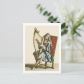 紳士遊が竪琴を版木、銅版、版画 ポストカード (スタンド正面)