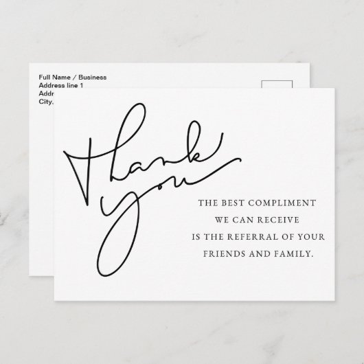 紹介ありがとう、紹介状カード、ありがとう ポストカード (正面/裏面)