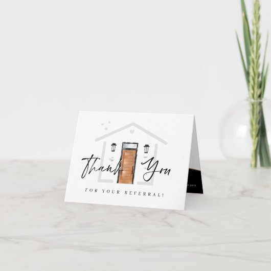 紹介してくれてありがとうウッド水彩ドア サンキューカード (正面)