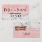 紹介のばら色の金ゴールドのタイポグラフィの水彩画の大理石 紹介カード (正面/裏面)