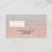 紹介のタイポグラフィのばら色の金ゴールドの銀のグリッター 紹介カード (裏面)