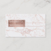 紹介のモダンのばら色の金ゴールドのタイポグラフィのピンクの大理石 紹介カード (裏面)