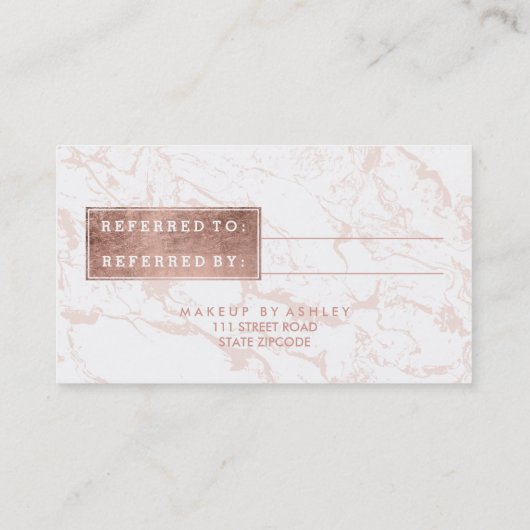 紹介のモダンのばら色の金ゴールドのタイポグラフィのピンクの大理石 紹介カード (裏面)