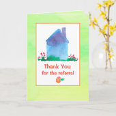 紹介の不動産の家をありがとう カード (黄色い花)