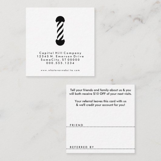 紹介の理髪店の正方形 紹介カード (正面/裏面)