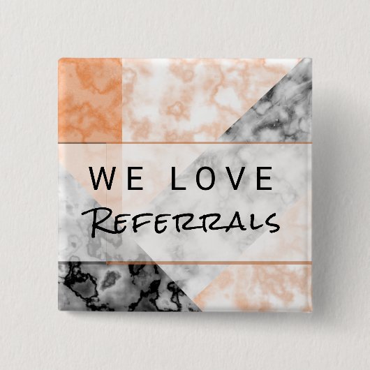 紹介の顧客のロイヤリティのピンクの大理石のコラージュ 缶バッジ (正面)