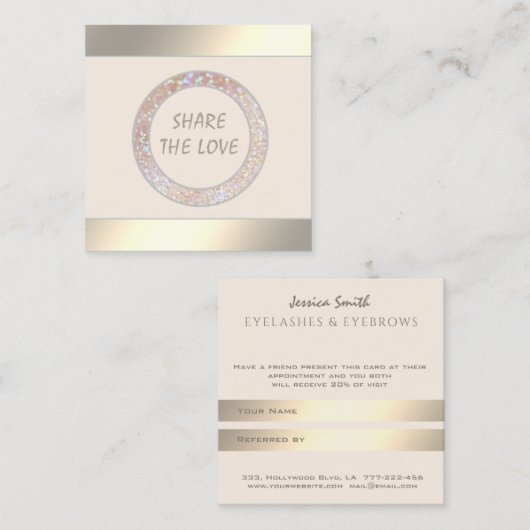 紹介カードの金ゴールドモダンがエレガントキラキラした円 紹介カード (正面/裏面)