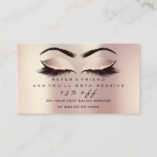 紹介カードグリッターピンクまぶしメイクアップ赤面 紹介カード (正面)