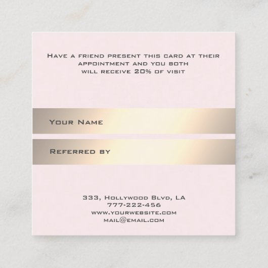 紹介カードシックな金ゴールドまつ毛&まゆげウィンク 紹介カード (裏面)