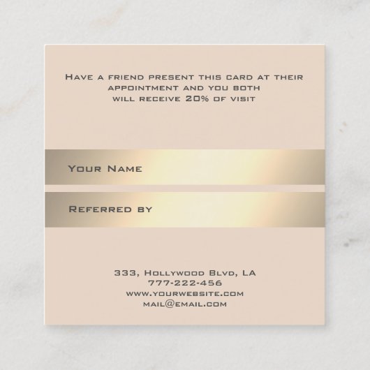 紹介カードシックな金ゴールドまつ毛&まゆげウィンク 紹介カード (裏面)