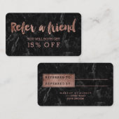 紹介カードバラ金ゴールドタイポグラフィ黒大理石 紹介カード (正面/裏面)