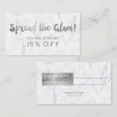 紹介カードモダンな銀製のタイポグラフィの大理石2 紹介カード (正面/裏面)