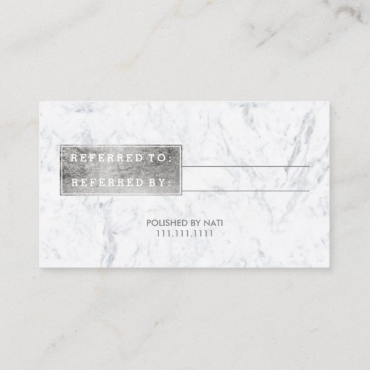 紹介カードモダンな銀製のタイポグラフィの大理石2 紹介カード (裏面)