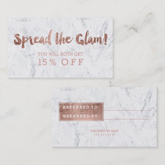 紹介カードモダンのばら色の金ゴールドのタイポグラフィの大理石2 紹介カード (正面/裏面)