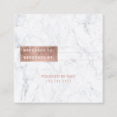 紹介カードモダンのばら色の金ゴールドのタイポグラフィの大理石3 紹介カード (裏面)