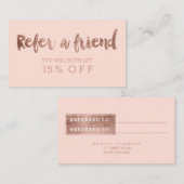 紹介カードモダンのばら色の金ゴールドのタイポグラフィの赤面 紹介カード (正面/裏面)