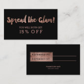 紹介カードモダンのばら色の金ゴールドのタイポグラフィの黒 紹介カード (正面/裏面)