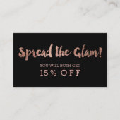 紹介カードモダンのばら色の金ゴールドのタイポグラフィの黒 紹介カード (正面)