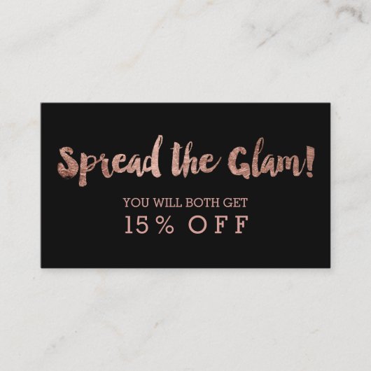 紹介カードモダンのばら色の金ゴールドのタイポグラフィの黒 紹介カード (正面)