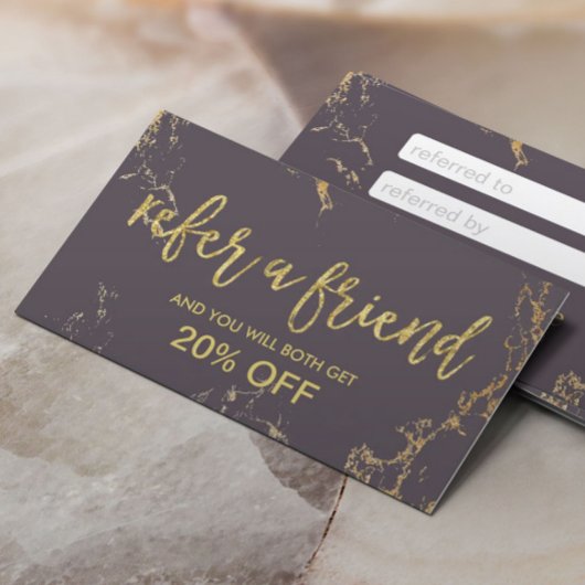 紹介カードモダンサロン金ゴールド&パープルマーブル 紹介カード