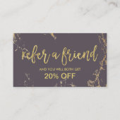 紹介カードモダンサロン金ゴールド&パープルマーブル 紹介カード (正面)