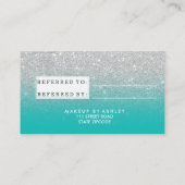 紹介カードモダンタイポグラフィティール(緑がかった色)銀 紹介カード (裏面)