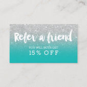 紹介カードモダンタイポグラフィティール(緑がかった色)銀 紹介カード (正面)