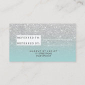 紹介カードモダンタイポグラフィティール（緑がかった色）銀 紹介カード (裏面)