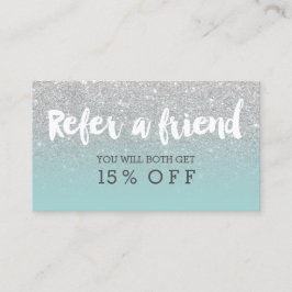 紹介カードモダンタイポグラフィティール（緑がかった色）銀 紹介カード