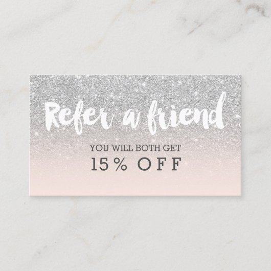 紹介カードモダンタイポグラフィ赤面銀 紹介カード (正面)