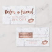 紹介カード唇のばら色の金ゴールドのタイポグラフィの大理石 紹介カード (正面/裏面)