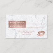 紹介カード唇のばら色の金ゴールドのタイポグラフィの大理石 紹介カード (裏面)