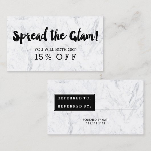 紹介カード魅力的でモダンで黒いタイポグラフィの大理石 紹介カード (正面/裏面)