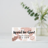 紹介カード魅力的なタイポグラフィの唇のばら色の金ゴールドのブラシ 紹介カード (スタンド正面)