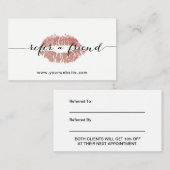 紹介カード|ばら色の金ゴールドの唇のサロンのミニマリスト 紹介カード (正面/裏面)