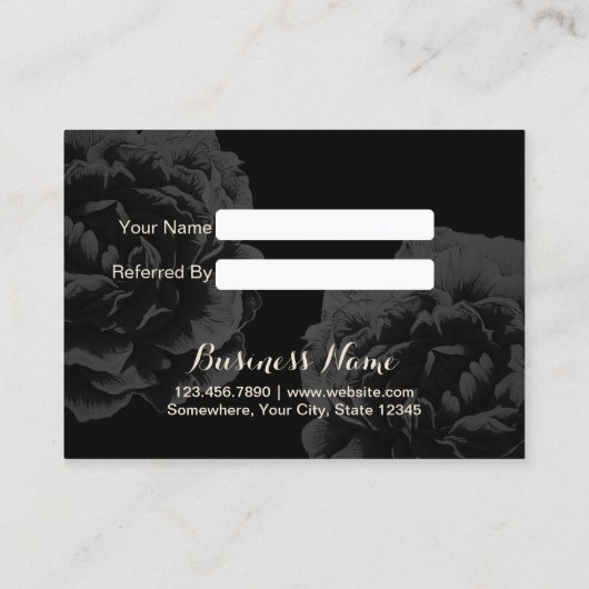 紹介カード|エレガントで暗い花の金ゴールドの原稿 紹介カード (裏面)
