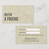 紹介カード|エレガントなアイボリーのグリッターの美容院 紹介カード (正面/裏面)