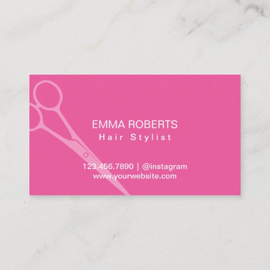 紹介カード |シルバーモダンとピンクのシザーヘア (裏面)