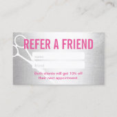 紹介カード |シルバーモダンとピンクのシザーヘア (正面)