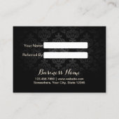 紹介カード |ダークエレガントダマスク金ゴールドスクリプト (裏面)