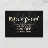 紹介カード |ダークエレガントダマスク金ゴールドスクリプト (正面)