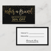 紹介カード |ブラックモダンおよび金ゴールド紙吹雪 (正面/裏面)