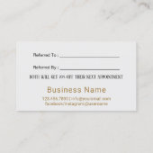 紹介カード |メイクアップアーティスト金ゴールドタイポグラフィ海軍 (裏面)