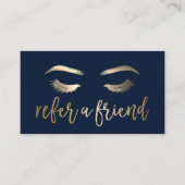 紹介カード |メイクアップアーティスト金ゴールドタイポグラフィ海軍 (正面)