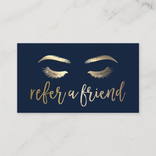 紹介カード |メイクアップアーティスト金ゴールドタイポグラフィ海軍 (正面)